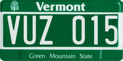 VT license plate VUZ015