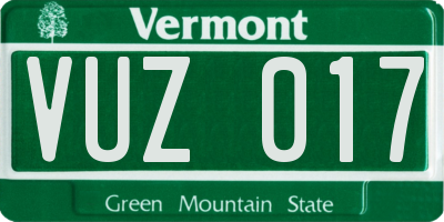 VT license plate VUZ017