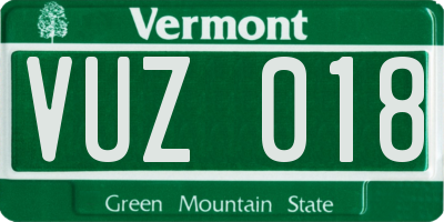 VT license plate VUZ018