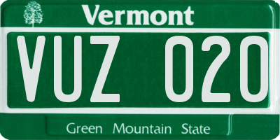 VT license plate VUZ020
