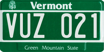 VT license plate VUZ021