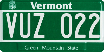 VT license plate VUZ022