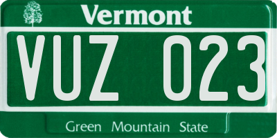 VT license plate VUZ023