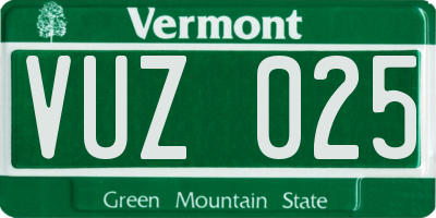 VT license plate VUZ025