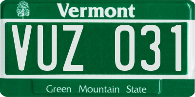 VT license plate VUZ031