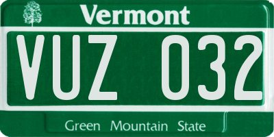 VT license plate VUZ032