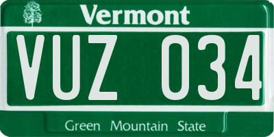 VT license plate VUZ034