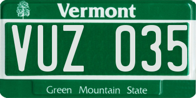 VT license plate VUZ035