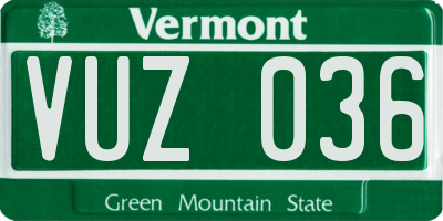 VT license plate VUZ036