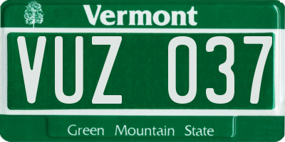 VT license plate VUZ037