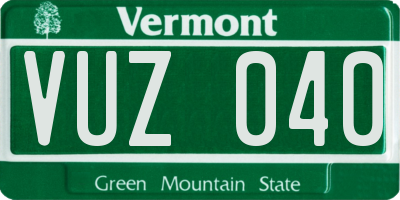 VT license plate VUZ040