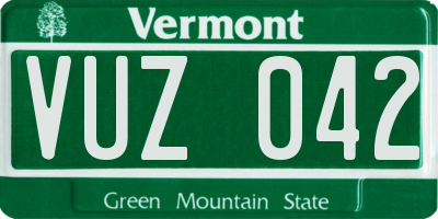 VT license plate VUZ042