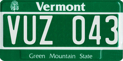 VT license plate VUZ043