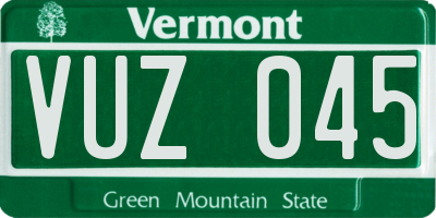 VT license plate VUZ045