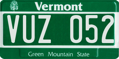 VT license plate VUZ052