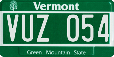 VT license plate VUZ054