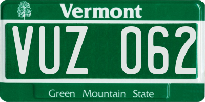 VT license plate VUZ062