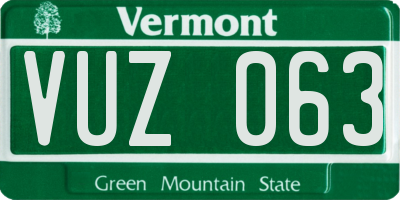 VT license plate VUZ063