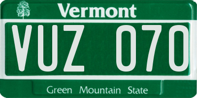 VT license plate VUZ070