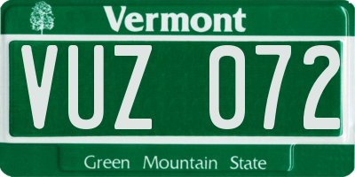 VT license plate VUZ072