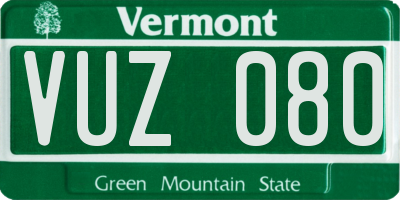 VT license plate VUZ080