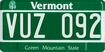 VT license plate VUZ092
