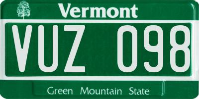 VT license plate VUZ098