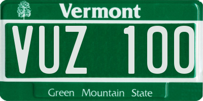 VT license plate VUZ100