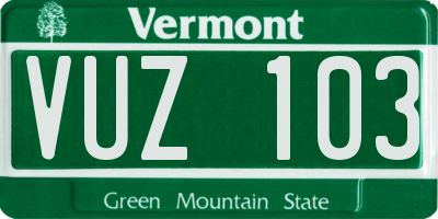 VT license plate VUZ103