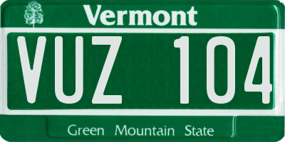 VT license plate VUZ104