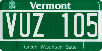 VT license plate VUZ105
