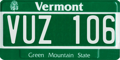 VT license plate VUZ106