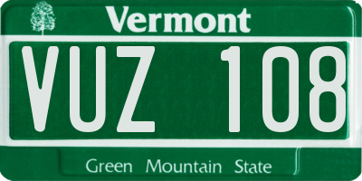 VT license plate VUZ108