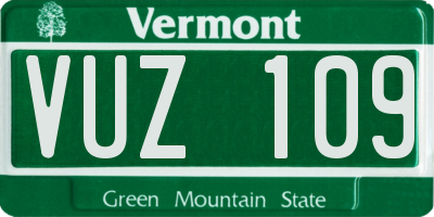 VT license plate VUZ109