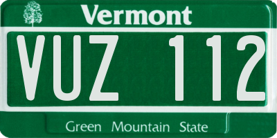 VT license plate VUZ112