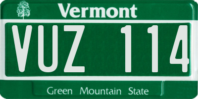VT license plate VUZ114