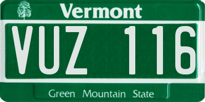 VT license plate VUZ116