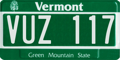 VT license plate VUZ117