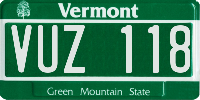 VT license plate VUZ118