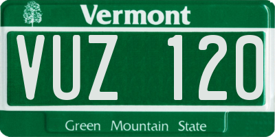 VT license plate VUZ120