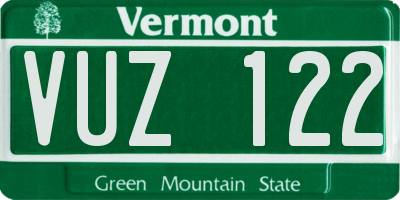 VT license plate VUZ122