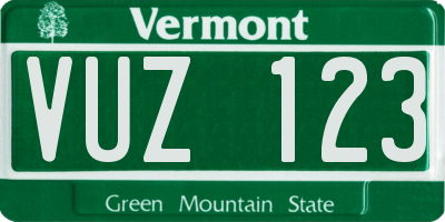 VT license plate VUZ123