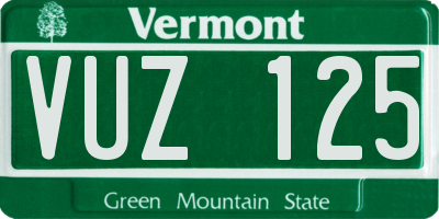VT license plate VUZ125