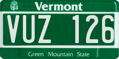 VT license plate VUZ126