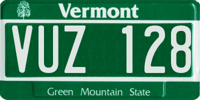VT license plate VUZ128