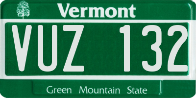 VT license plate VUZ132