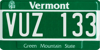 VT license plate VUZ133