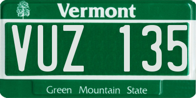 VT license plate VUZ135