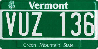 VT license plate VUZ136