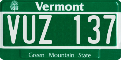 VT license plate VUZ137